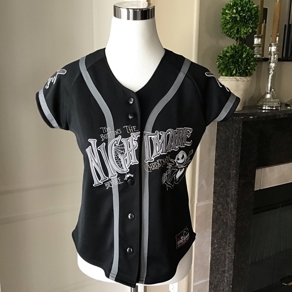 Disney Tops - Disney The Nightmare Before Christmas Jack Skellington MED Black Baseball Jersey
